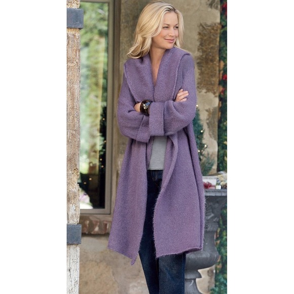 Soft Surroundings Sweaters - Soft Surroundings Telluride Topper Long Cardigan Size M Purple Wool Mohair